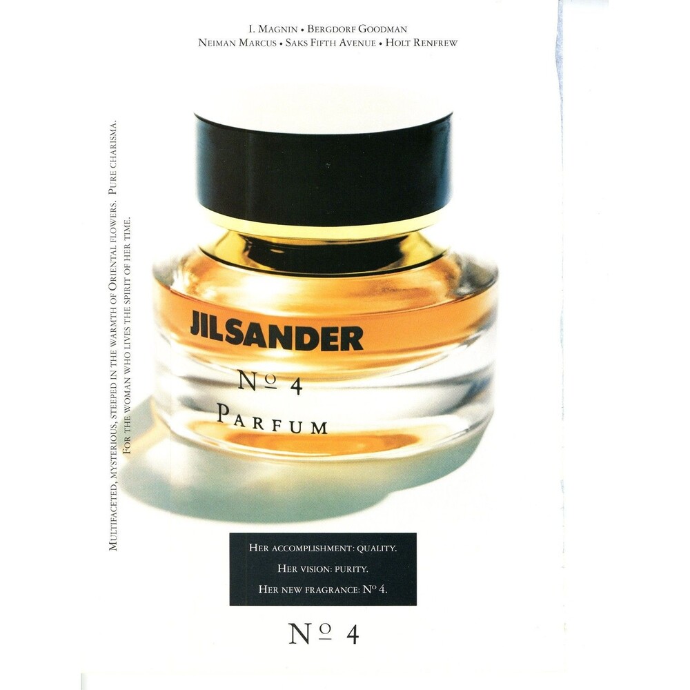 Vintage 1993 Print Ad Jil Sander No. 4 Perfume Sample Double Sided‎ Fashion